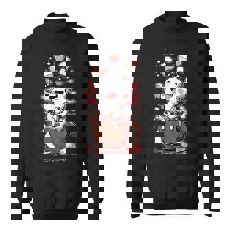 かわいいウーパールートル ホット チョコレート マシュマロ チョコレート ウーパールーパー スウェットシャツ - Kawaiitshirt