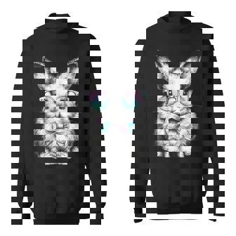 かわいいエステティックイースターボウタイバニーウサギメガネ付き スウェットシャツ - Kawaiitshirt