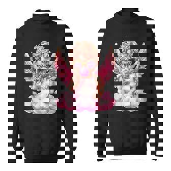 かわいいキューピッド吹くバブルガムサングラスバレンタインデー。 スウェットシャツ - Kawaiitshirt