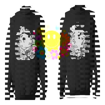 かわいいスマイルフェイス 花 ハッピーフェイス 花 ハート キッズ ガールズ スウェットシャツ - Kawaiitshirt