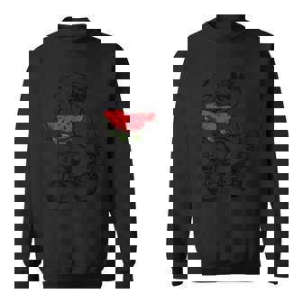 かわいいブルドッグが自転車に乗ってスイカを食べる 誕生日 スウェットシャツ - Kawaiitshirt