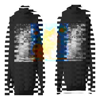 かわいいポメラニアン犬 星月夜 ヴィンセント・ヴァン・ゴッホ絵画 スウェットシャツ - Kawaiitshirt