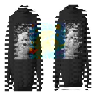 かわいいマルチーズドッグ 星月夜 ヴィンセント・ヴァン・ゴッホ絵画 スウェットシャツ - Kawaiitshirt