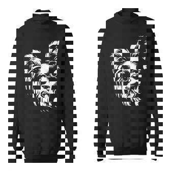 かわいい覗くパピヨン犬のグラフィック デザイン スウェットシャツ - Kawaiitshirt