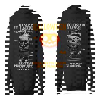 かわいい黒猫ハロウィン衣装カボチャデザインマスク面白い スウェットシャツ - Kawaiitshirt