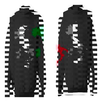 アウトライン イタリア 赤 白 緑 ストライプ 地図 スウェットシャツ - Kawaiitshirt