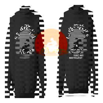 アドベンチャー バイク おもしろ オフロードバイク 人生は冒険だ ツーリング イラスト スウェットシャツ - Kawaiitshirt