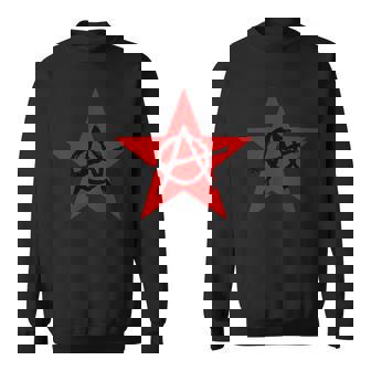 アナーキーサイン、ブラック、レッド、星、海賊、反逆者、パンク、アンチ。 スウェットシャツ - Kawaiitshirt