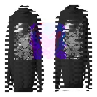 アニバエオタク美少女アニメ少女 紫髪ミステリアス スウェットシャツ - Kawaiitshirt