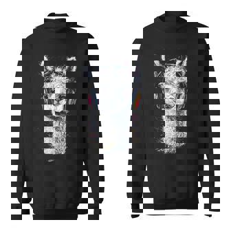 アルパカ アニマル モチーフ 音楽 ヘッドホン イラスト アルパカ スウェットシャツ - Kawaiitshirt