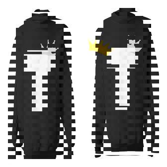 アルファベット T 大文字モノグラム イニシャル キング クイーン クラウン スウェットシャツ - Kawaiitshirt