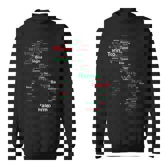 イタリア 地図 シルエット 旗 タウン ローマ 旅行 イタリア スウェットシャツ - Kawaiitshirt
