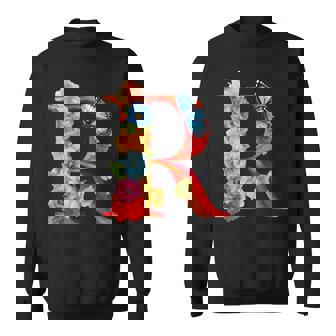 イニシャル R アルファベット バタフライ ローズ 花 水彩 モノグラム スウェットシャツ - Kawaiitshirt