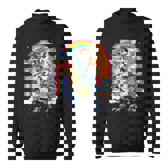 イングリッシュブルドッグ ユニコーン ライディング ダイナソー Tレックス ギフト メンズ レディース スウェットシャツ - Kawaiitshirt