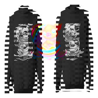 イースターエッグのかわいい赤ちゃん豚の漫画アート。 スウェットシャツ - Kawaiitshirt