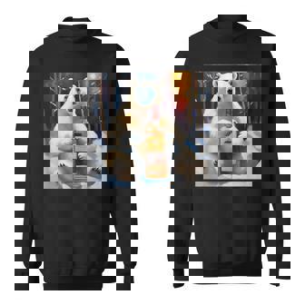 ウイスキーが飲みたいと目で訴える白熊 半袖 男女兼用 スウェットシャツ - Kawaiitshirt