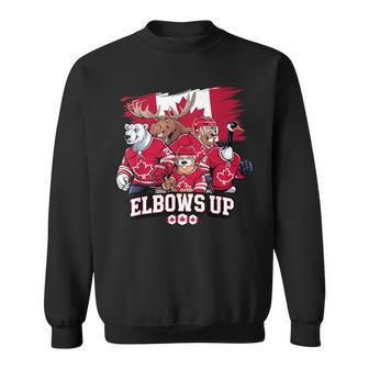 エルボーアップ カナダ カナディアン ビーバー ヘラジカ ホッケーチーム メープルリーフ スウェットシャツ - Kawaiitshirt
