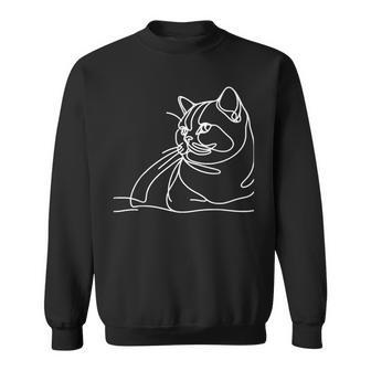 エレガントなラインアート ブリティッシュショートヘアの猫 スウェットシャツ - Kawaiitshirt