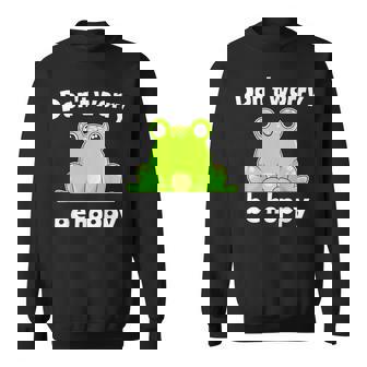 カエルのモチーフ面白いカエルのことわざは私にキスします Frog Motif Frogs Worry Hoppy スウェットシャツ - Kawaiitshirt