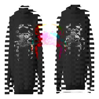 カニ カラフル 幾何学 動物 アート グラフィック モチーフ カニ スウェットシャツ - Kawaiitshirt