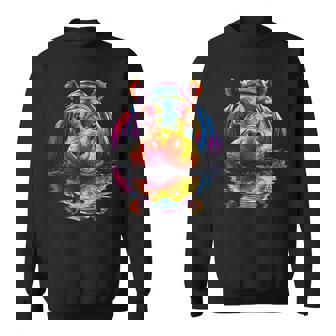 カバ カラフル アート 動物 かわいい グラフィック モチーフ カバ スウェットシャツ - Kawaiitshirt