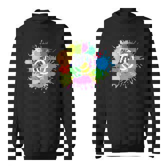 カラフル スプラッター ペイント 水彩 スマイル フェイス ユニセックス スウェットシャツ - Kawaiitshirt