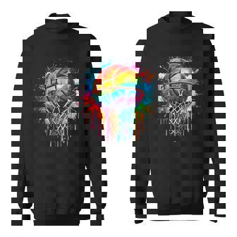 カラフル バスケットボール 絞り染め カラー スプラッシュ フープ ネット スラム ダンク スウェットシャツ - Kawaiitshirt