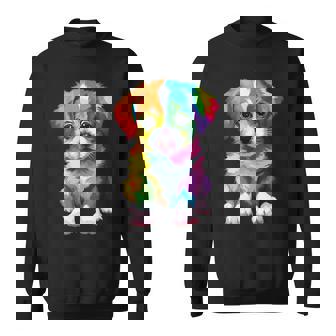 カラフルなかわいい子犬 愛らしい犬 スウェットシャツ - Kawaiitshirt