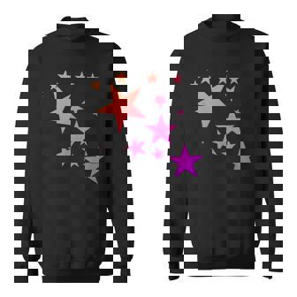 カラフルなオレンジピンクの星、流れ星柄デザイン。 スウェットシャツ - Kawaiitshirt