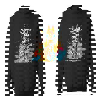 カラフルなキリン 動物 恋人 スプラッシュアート スウェットシャツ - Kawaiitshirt