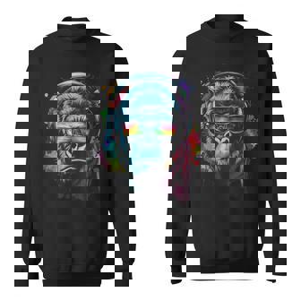 カラフルなゴリラとヘッドフォン レインボー バイブス エイプ モチーフ スウェットシャツ - Kawaiitshirt