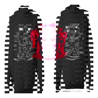 カワイイアニメ ゴシックキャット 反社会的 内向性 メンヘラ スウェットシャツ - Kawaiitshirt