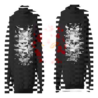 キツネ キツネ キツネ マスク アニメ カワイイ 桜 花 スウェットシャツ - Kawaiitshirt