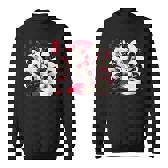 キツネ キツネ 赤いクモユリ 花 日本の九尾キツネ スウェットシャツ - Kawaiitshirt