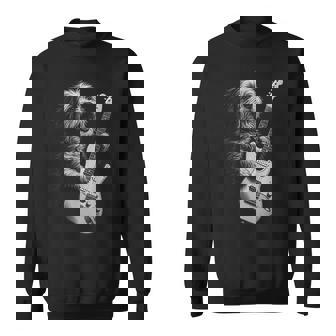 ギターを弾くハバニーズ犬 ロックミュージック 犬好き スウェットシャツ - Kawaiitshirt