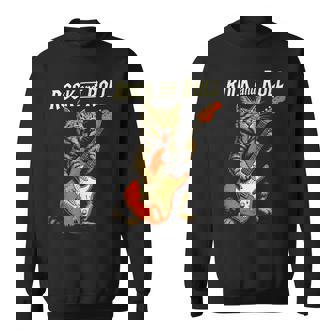 ギターを弾くロックな猫 音楽好き猫好き向けデザイン スウェットシャツ - Kawaiitshirt