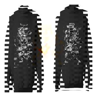 ギターを弾くロックキャット 面白いギター猫 スウェットシャツ - Kawaiitshirt