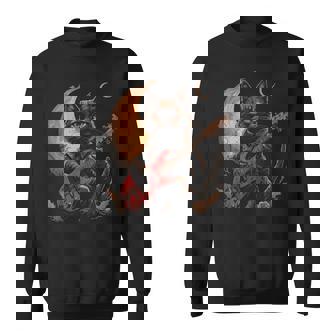 ギターを弾くロックキャット 面白いロックミュージックギター猫 スウェットシャツ - Kawaiitshirt