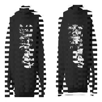 ギターを弾くロック猫 面白いギター猫 スウェットシャツ - Kawaiitshirt