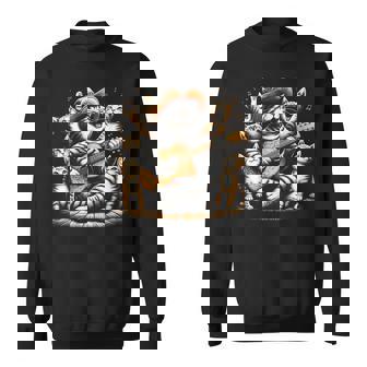 ギターを弾く猫 面白いロックミュージックギター猫 スウェットシャツ - Kawaiitshirt