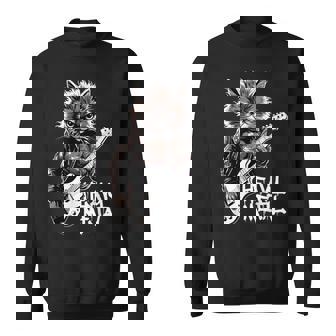 ギターを弾く猫 ヘヴィメタル ロックキャット おもしろギタリスト スウェットシャツ - Kawaiitshirt