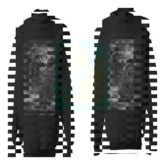 クラーケンの海の怪獣が海に潜る海賊船を襲う巨大猫 スウェットシャツ - Kawaiitshirt