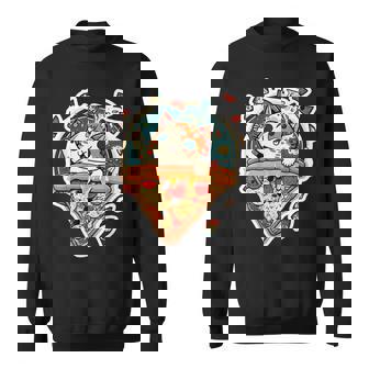 クレイジー ペパロニ ピザ キャット カルツォーネ トラ猫 ファーストフードの子猫 スウェットシャツ - Kawaiitshirt