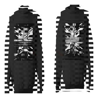 クールで素朴な風化ユニオンジャック モノクロ スウェットシャツ - Kawaiitshirt