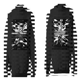 クールで素朴な風化ユニオンジャック モノクロ 長袖tシャツ スウェットシャツ - Kawaiitshirt