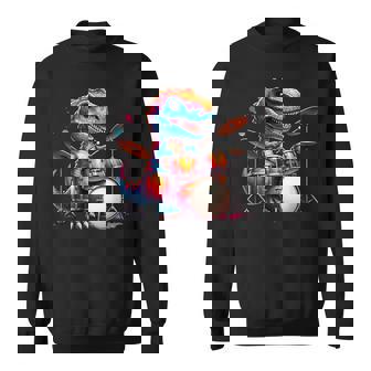 クールなt-Rex恐竜ドラマー音楽バンドデザイン。 スウェットシャツ - Kawaiitshirt