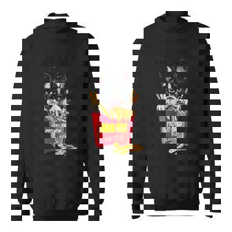 クールなフレンチブルドッグがフライドポテトを食べるグラフィッククールなデザイン。 スウェットシャツ - Kawaiitshirt