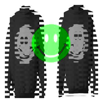 グリーン スマイリーフェイス レトロ グリーン ハッピーフェイス スウェットシャツ - Kawaiitshirt