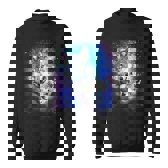 コズミックスペース オオカミ 家族 オオカミ 顔 スウェットシャツ - Kawaiitshirt