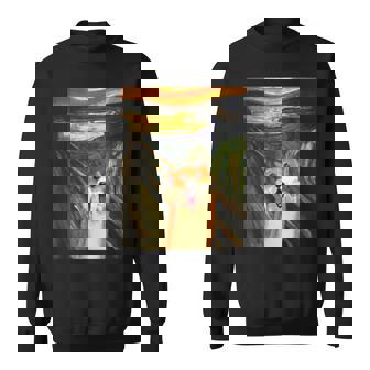 コーギー 面白いtシャツ 犬 ムンクの叫び かわいい メンズ 子供 おもしろ 服 グッズ ネタ わんこ スウェットシャツ - Kawaiitshirt